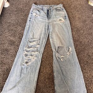 Jr American Eagle Outfitters Blue Flare Wide Leg Jeans